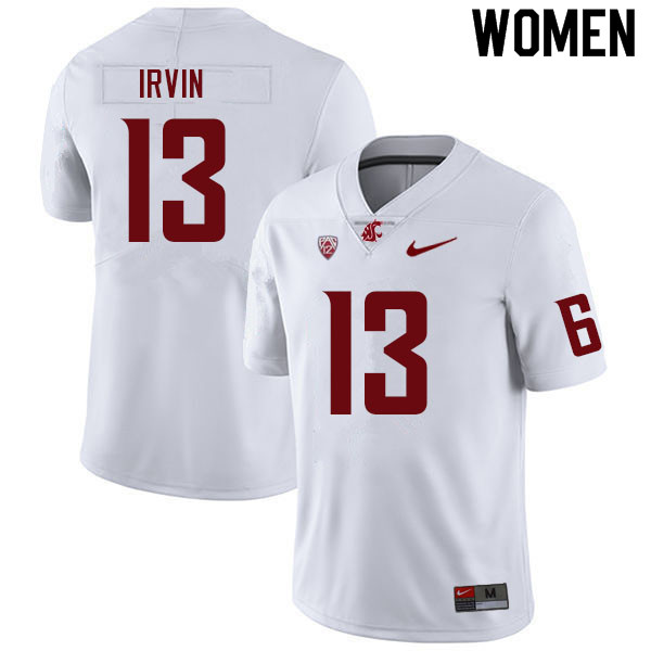 Women #13 Chris Irvin Washington State Cougars College Football Jerseys Sale-White - Click Image to Close